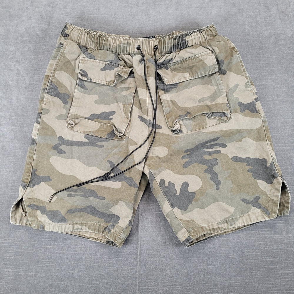 Forever 21 Men's Y2K Camo Cargo Shorts Elastic Waist Drawstring‎ Large